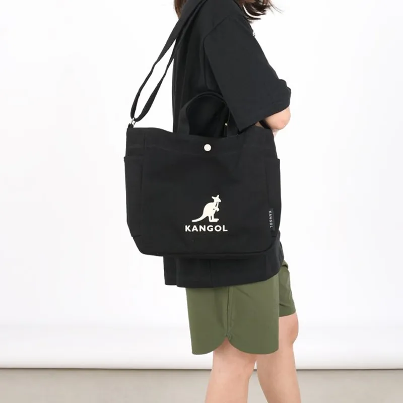 KANGOL Canvas Tote Bag Shopping Bag Shoulder Bags Handbags Regular Unisex Black-4