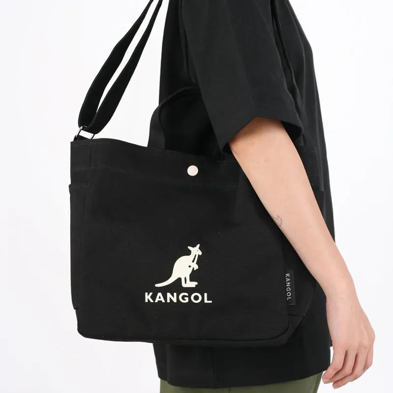 KANGOL Canvas Tote Bag Shopping Bag Shoulder Bags Handbags Regular Unisex Black-2