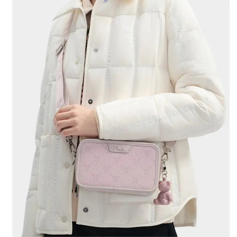 FILA PVC Polyvinyl Chloride Shoulder Bag, Crossbody Bag Regular Women's Light Cameo Brown-4