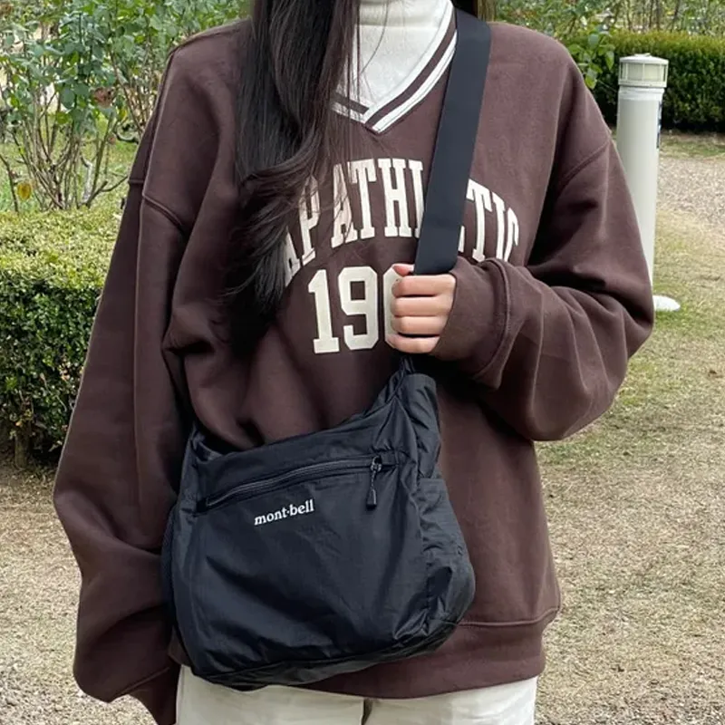 MONTBELL Nylon Shoulder Bag, Crossbody Bag Unisex Black-3