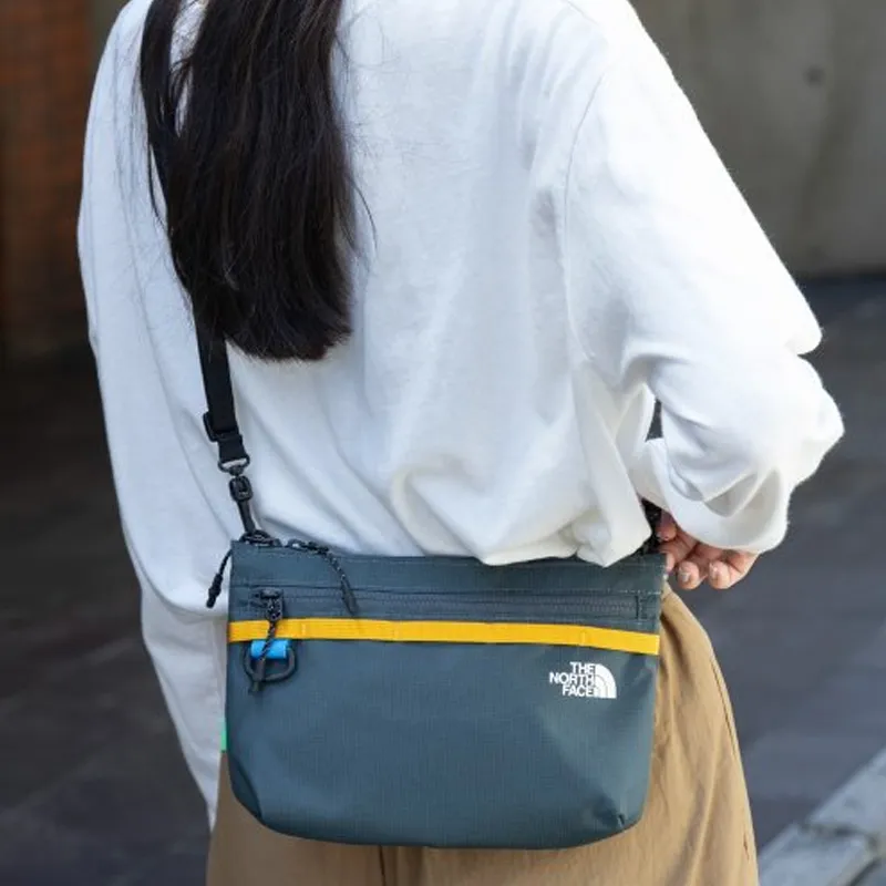 THE NORTH FACE Nylon Shoulder Bag, Crossbody Bag Regular Unisex Gray Green-3