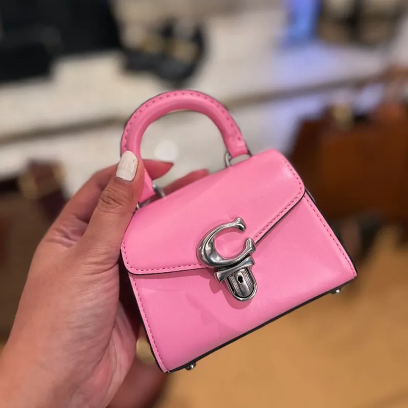 COACH Sammy Cow Leather Shoulder Bag, Crossbody Bag, Handbag Mini Women's Bright Pink-3