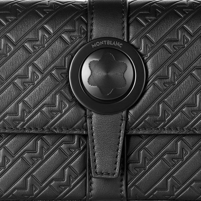MONTBLANC All Black Full Grain Cow Leather Handheld Shoulder Bag, Crossbody Bag Men's Black-2