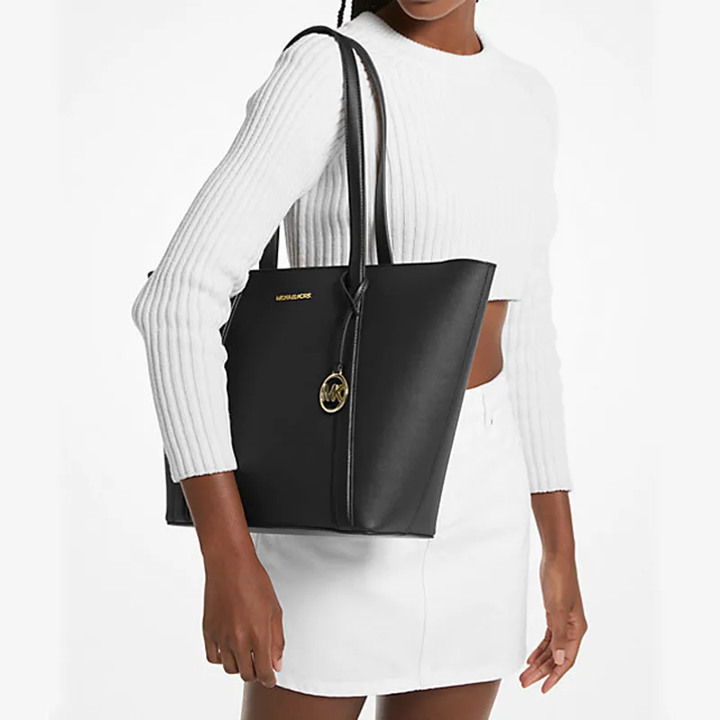 MICHAEL KORS Coated Canvas Tote Bag, Shopping Bag, Shoulder Bag, Handbag Large Size Women's Black-2