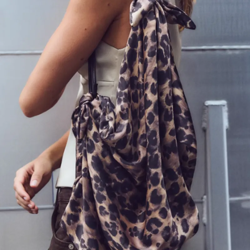ZARA Polyester Polyester Tote Bag Shopping Bag Shoulder Bags Large Size Women's Leopard-4