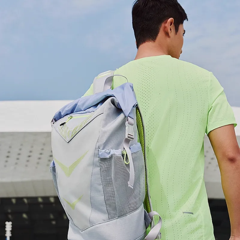 QIAODAN Fabric Backpack Regular Unisex Zinc Gray-2