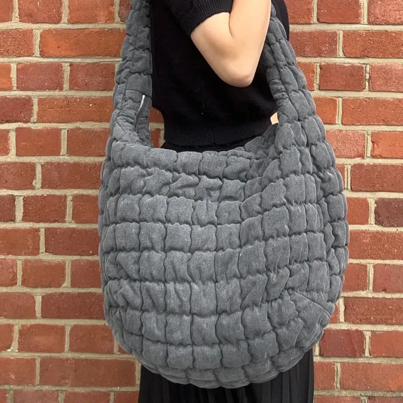 COS Polyester Cloud Bag Portable Crossbody Bag Shoulder Bag Large Size Unisex Gray-4