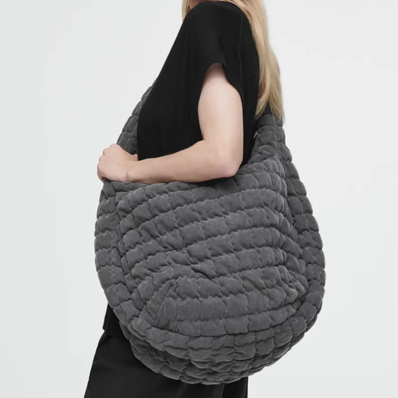COS Polyester Cloud Bag Portable Crossbody Bag Shoulder Bag Large Size Unisex Gray-3