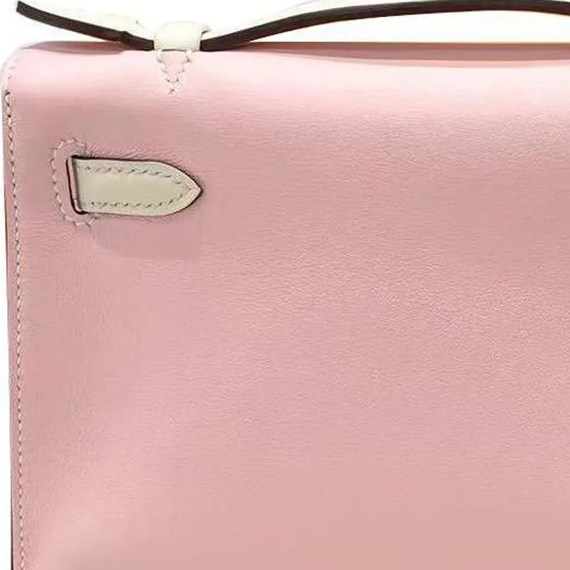 HERMES Mini Kelly Generation 1 Swift Leather Kelly Bag Handbags Mini Women's Cherry Blossom Pink With Milkshake White-3