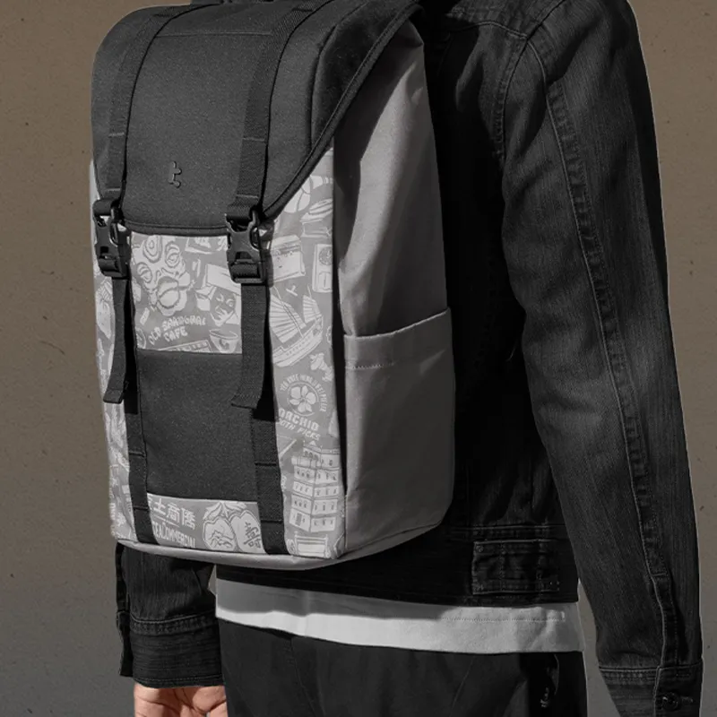 Tomtoc Nylon Fabric Backpack Tubas Unisex Gray-4