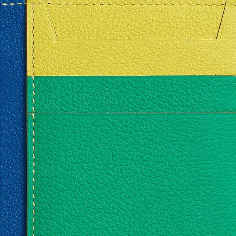 HERMES City Evercolor Calfskin Card Holder Regular Women's Royal Blue/Lime/Mint-3