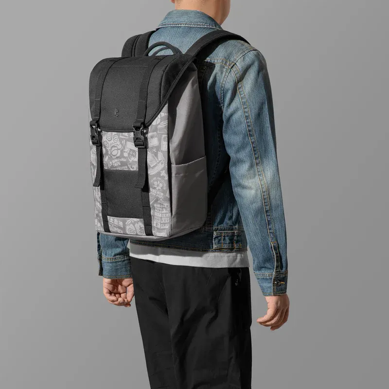 Tomtoc Nylon Fabric Backpack Tubas Unisex Gray-3