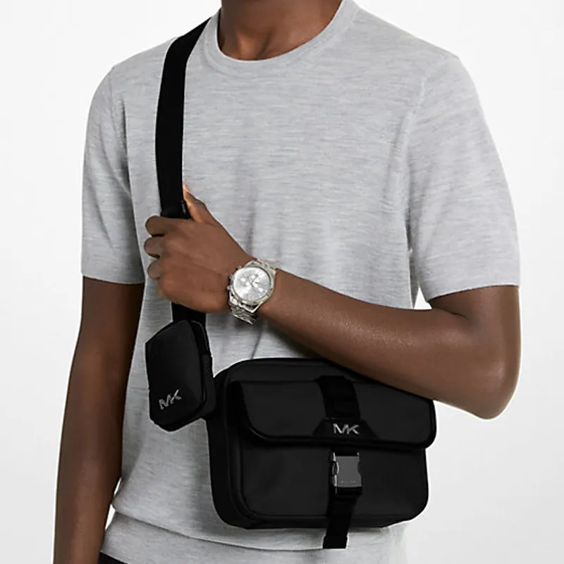 MICHAEL KORS MK Brooklyn Recycled Nylon Shoulder Bag, Crossbody Bag Men's Black-4