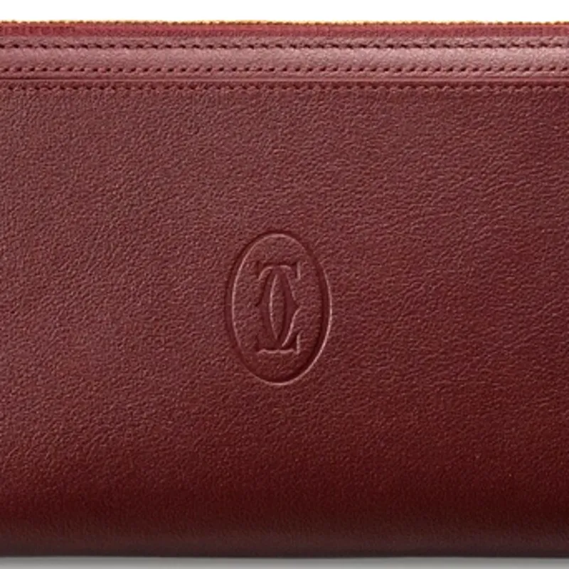 CARTIER Cow Leather Wallet Women's Burgundy-2