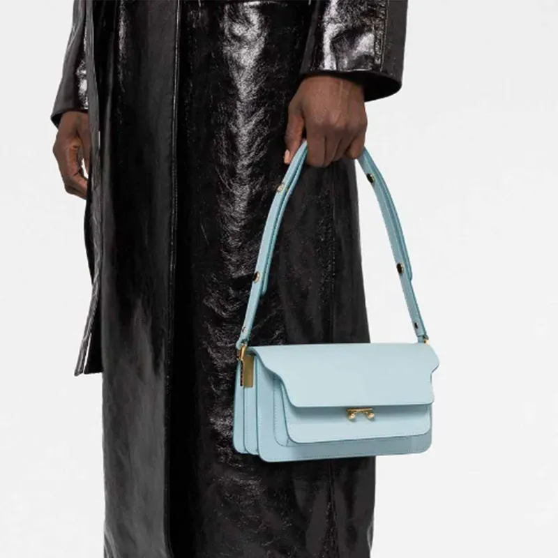 MARNI Trunk Calfskin Crossbody Bag Shoulder Bag Women's Light Blue-4