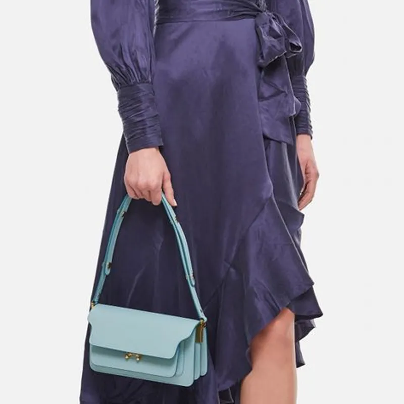 MARNI Trunk Calfskin Crossbody Bag Shoulder Bag Women's Light Blue-3