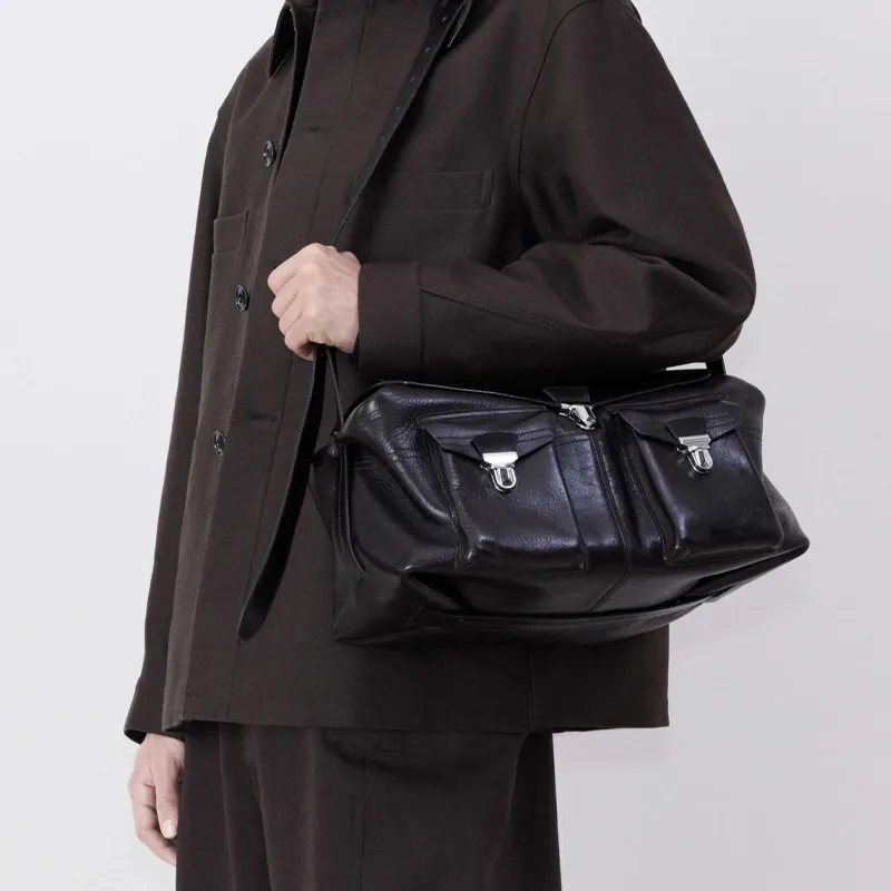 Lemaire Cow Leather Shoulder Bag Crossbody Bag Large Size Women's Dark Coffee-4