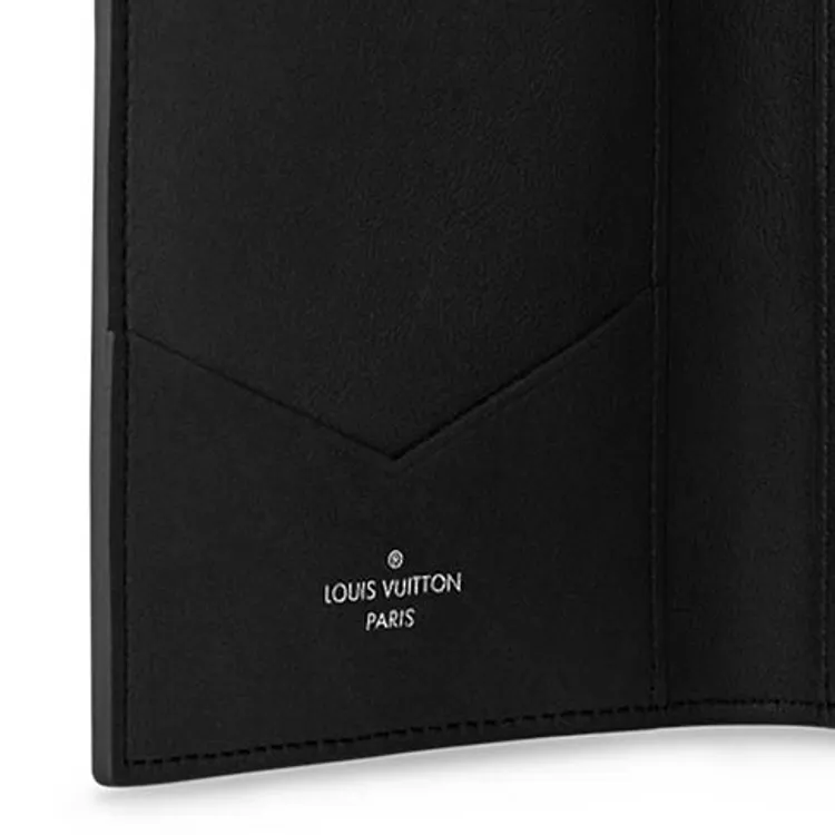LOUIS VUITTON Monogram Shadow Embossed Cow Leather Passport Holder Men's Black-4