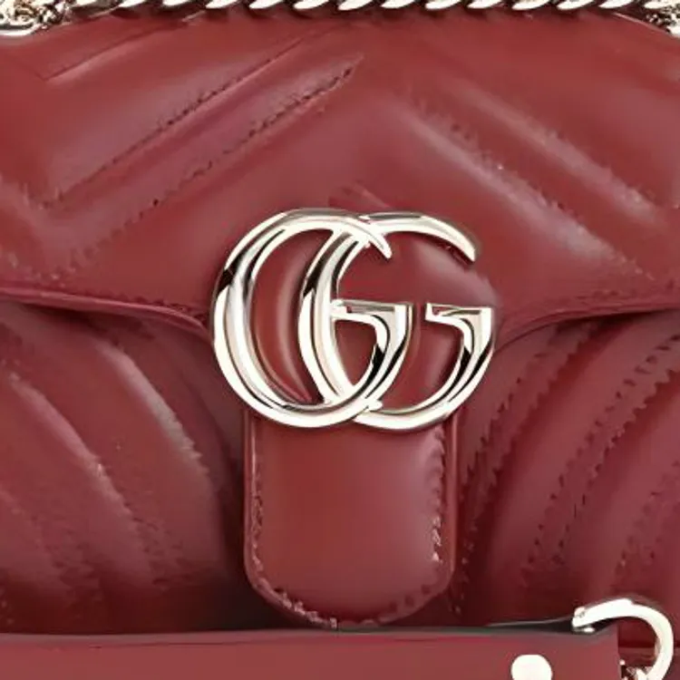 GUCCI GG Marmont Leather Crossbody Bag, Shoulder Bag Women's Burgundy-3
