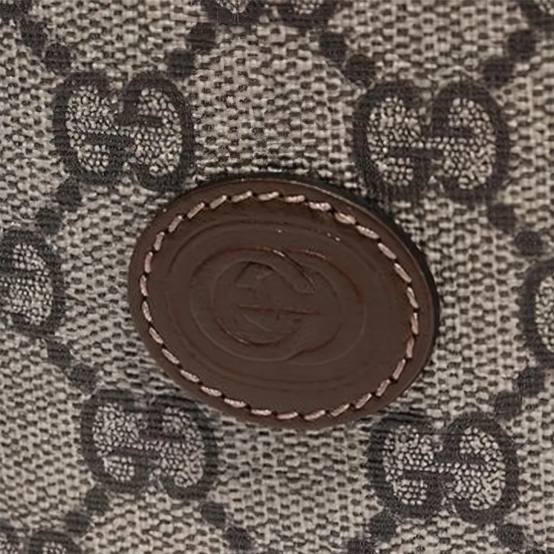 GUCCI Interlocking Collection Canvas With Leather Trim Card Holder Men's Beige/Brown-4