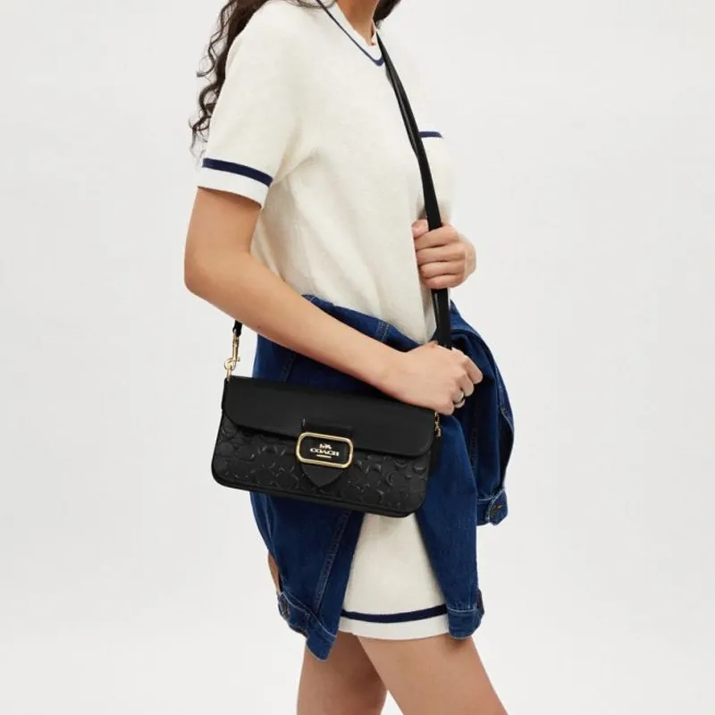 COACH Morgan Cow Leather Crossbody Bag, Shoulder Bag Women's Black-4