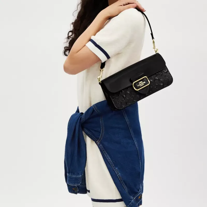COACH Morgan Cow Leather Crossbody Bag, Shoulder Bag Women's Black-3
