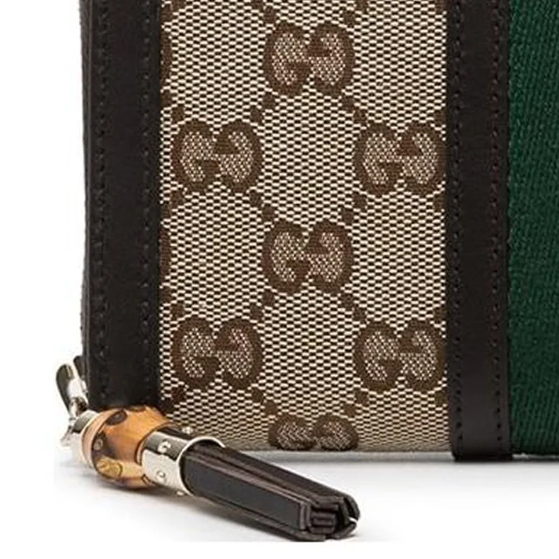 GUCCI Ophidia Canvas With Leather Card Holder Wallet Unisex Brown-4