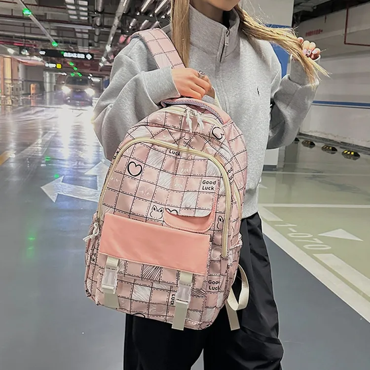 MOK Nylon Backpack Regular Unisex White/Black/Purple/Green/Pink-12