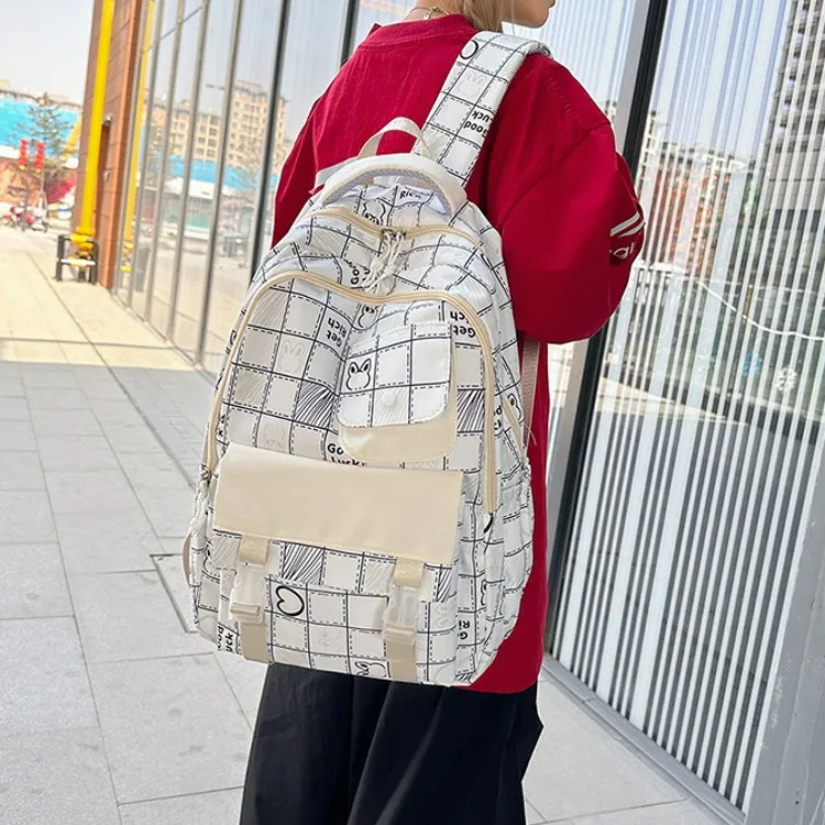 MOK Nylon Backpack Regular Unisex White/Black/Purple/Green/Pink-1