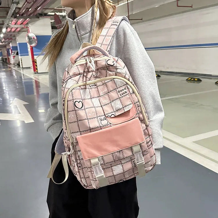 MOK Nylon Backpack Regular Unisex White/Black/Purple/Green/Pink-11