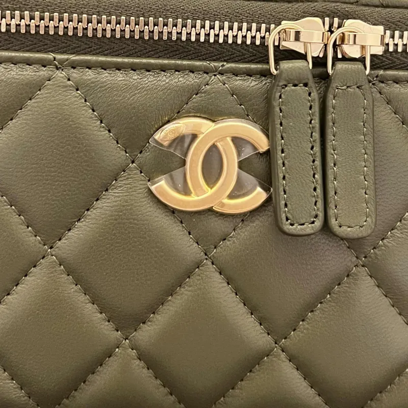 CHANEL 22K Autumn And Winter Sheepskin Box Bag, Makeup Bag, Crossbody Handbag, Shoulder Bag Women's Brown-3