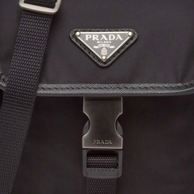 PRADA Recycled Nylon One Shoulder Crossbody Cell Phone Pouch Men's Black-3