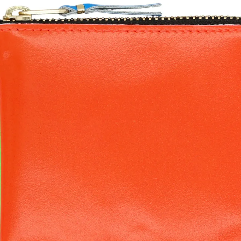 CDG Cow Leather Coin Purses Wallets Small Size Unisex Green/Orange-3
