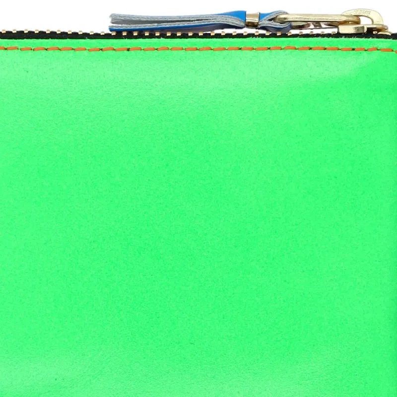 CDG Cow Leather Coin Purses Wallets Small Size Unisex Green/Orange-2