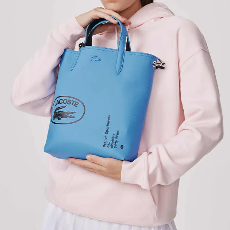 LACOSTE PVC Tote Bag, Shopping Bag, Handbag, Shoulder Bag, Crossbody Bag Medium Size Women's Blue-4
