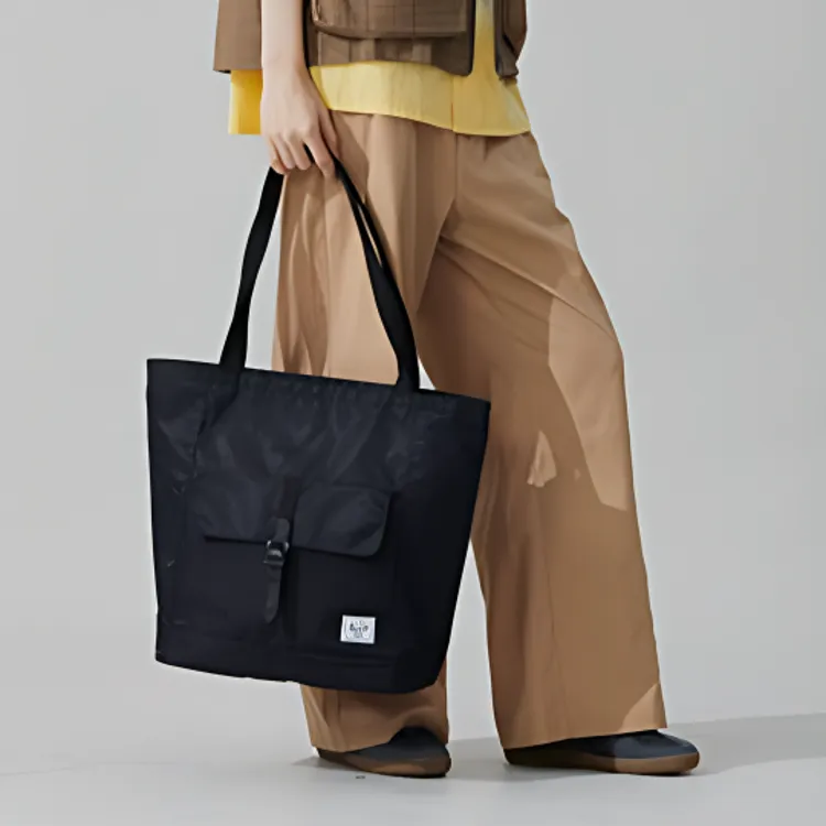 Herschel Recycled Material Tote Bag, Shopping Bag, Handbag, Shoulder Bag Tubas Unisex Black-4