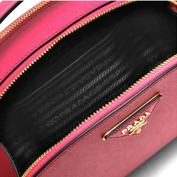 PRADA Saffiano Cow Leather Crossbody Bag Regular Women's Magenta Pink-3