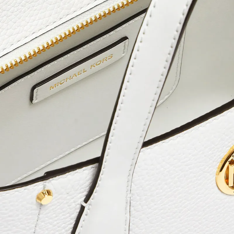 MICHAEL KORS Allison Cow Leather Tote Bag Shopping Bag Handbag Shoulder Bag Crossbody Bag Small Size Women's White-3