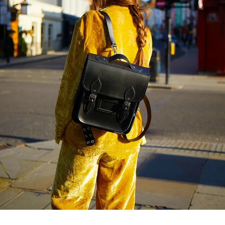 Zatchels Cow Leather Backpack Regular Women's Black-4