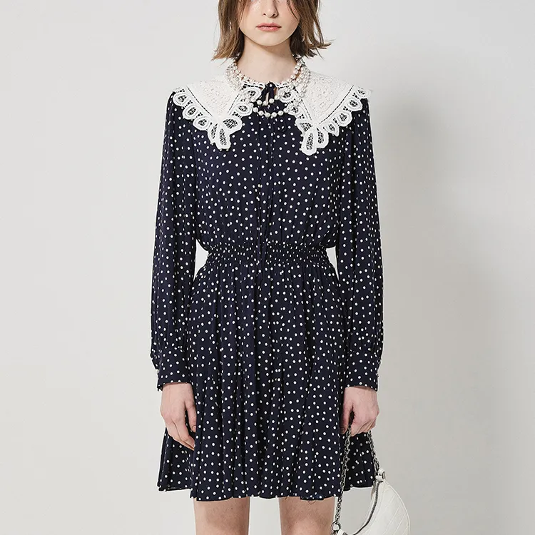 D'zzit Long Sleeved Dress Women's Dark Blue-2