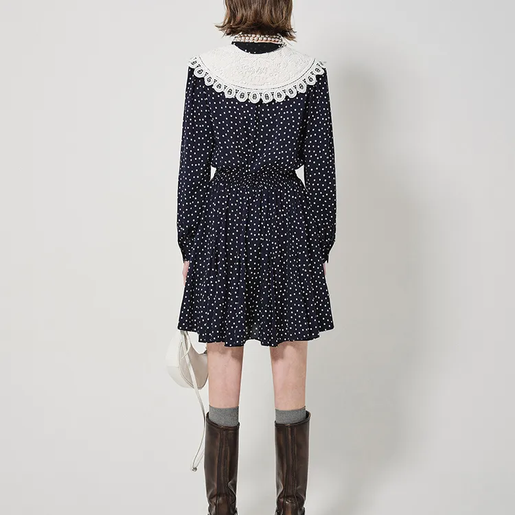 D'zzit Long Sleeved Dress Women's Dark Blue-3