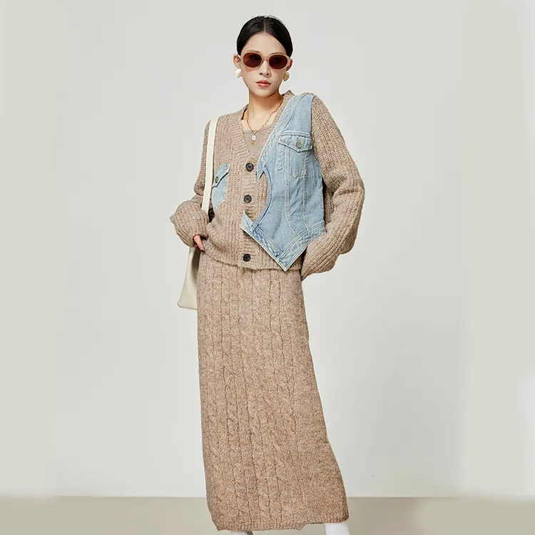 Weekly Two Piece Skirt Sets Women's Gray-1