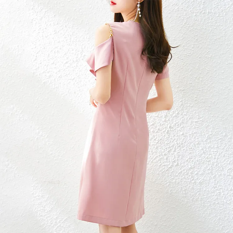 Mo Han Yi Mei Short Sleeved Dress Women's Pink-3