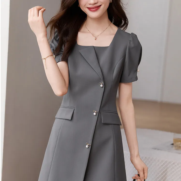 Mo Han Yi Mei Short Sleeved Dresses Women's Premium Gray-1