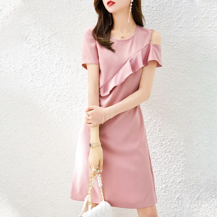 Mo Han Yi Mei Short Sleeved Dress Women's Pink-2