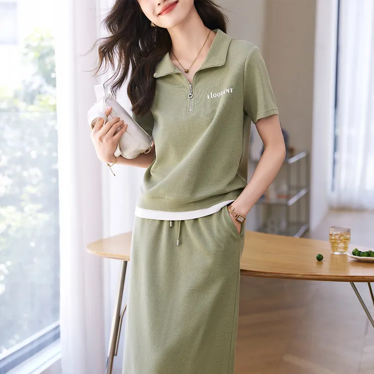 Mo Han Yi Mei Skirt Set Women's Green-1