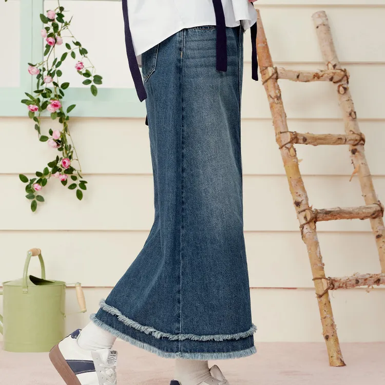 EICHITOO Denim Long Skirt Women's Denim Blue-2