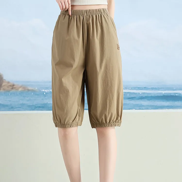 JEANSWEST Japanese Minimalist Style Everyday Commute Versatile High Rise Comfortable Hem Elastic 5/8 Summer Women's-3