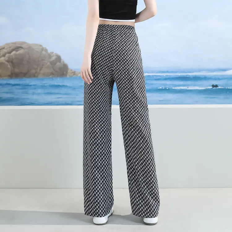 JEANSWEST Casual Pants Fall Women's Black White-3