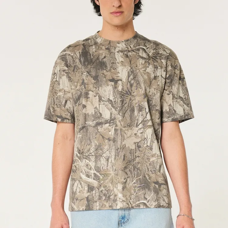 Hollister Regular T-Shirt Unisex Beige Print-2